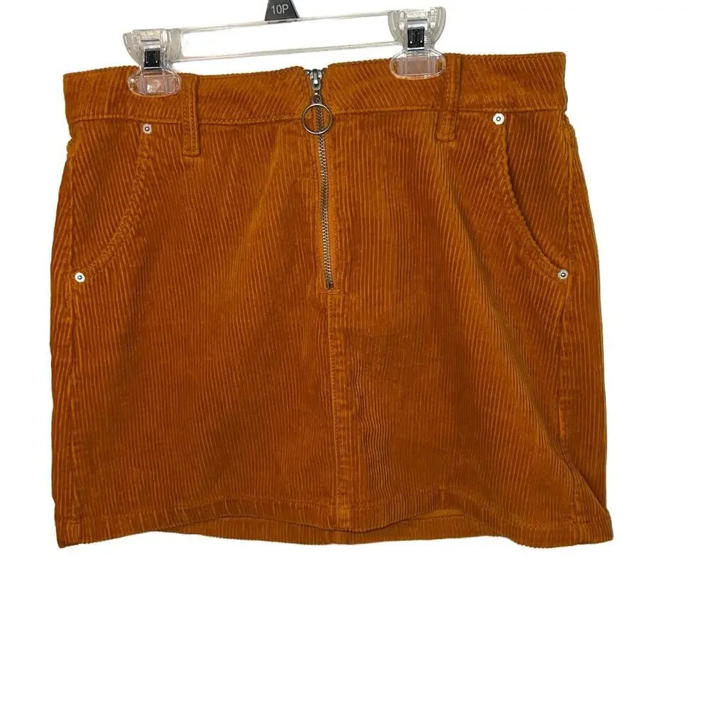 Arizona Jean Company,‎ 9 corduroy zip pocketed Y2K mustard mini skirt